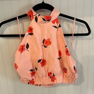 Zara high neck linen crop top